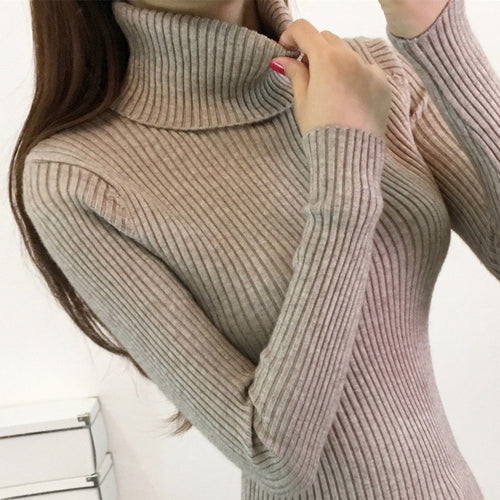 2018 Long sleeve shorts sleeve head thickening Slim solid color tight sweater