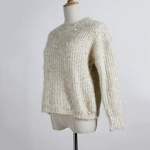Load image into Gallery viewer, Autumn Winter New Korean Women Sweater Fashion Beaded Harajuku Clothing O-neck Long-sleeved Knit Shorts Top England Style